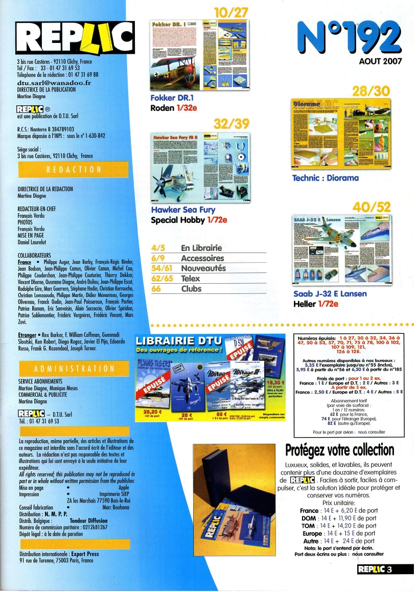 Replic 192 - SAAB Lansen, Fokker DR. I, Curtiss H-75, Sea Fury